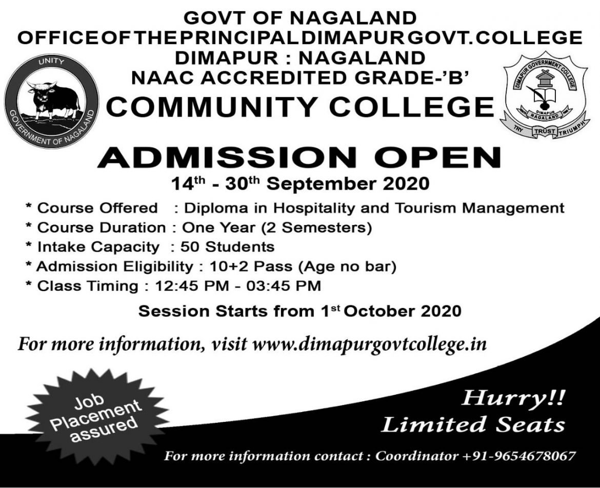 Advertisement For Community College 2020 - Dimapur Government College